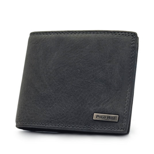 Genuine Leather Black RFID Protected BiFold Wallet