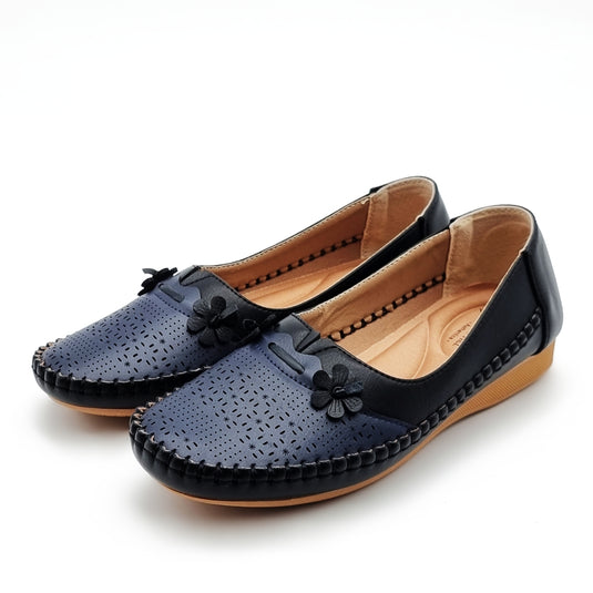 Perforated Flower Detail Loafers Shoes