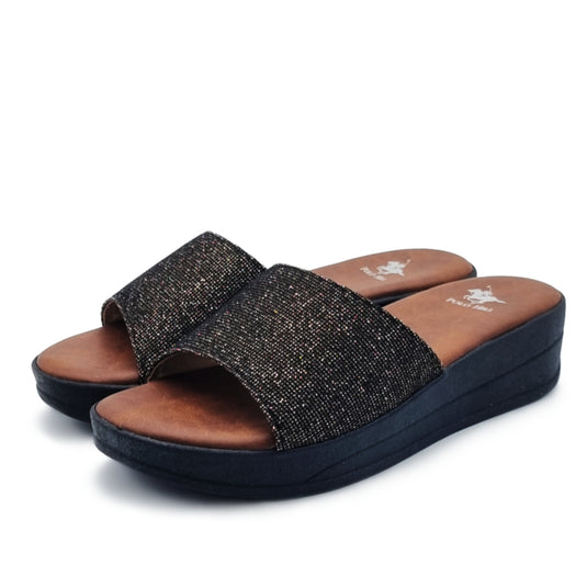 Glitter Band Wedge Sandals