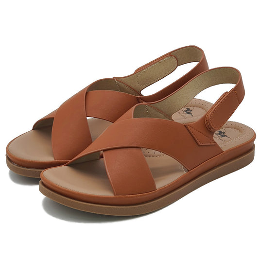 Cross Strap Velcro Slingback Sandals