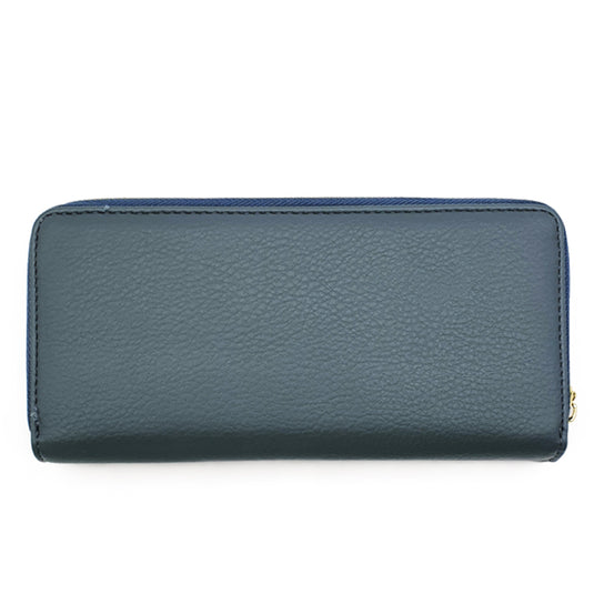 Long Snap Button Bi-Fold Wallet with Zipper