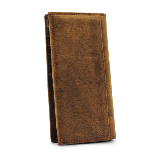 Mens Long Genuine Leather BiFold Wallet with Coin Compartment