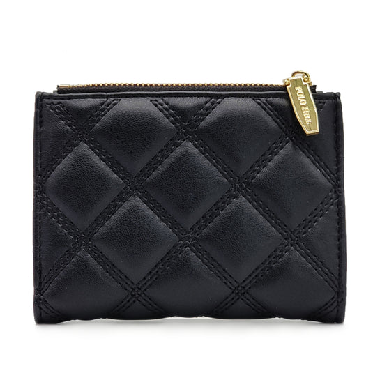 Quilted TriFold Zip Short Wallet