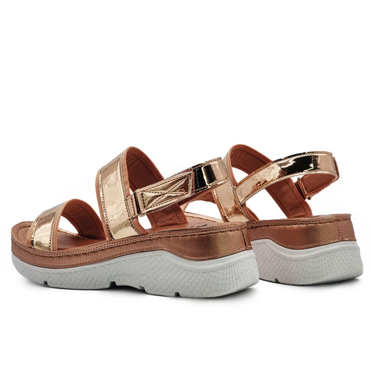 Hook & Loop Glossy Strap Sandals