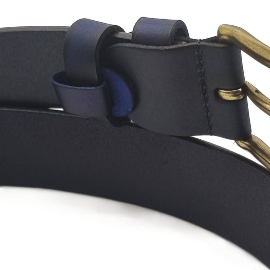 Genuine Textured Leather Tonal Buckle Pin Belt