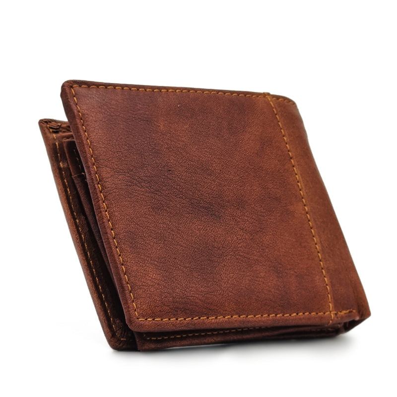 Load image into Gallery viewer, Genuine Leather Short BiFold Wallet - Coin Pouch

