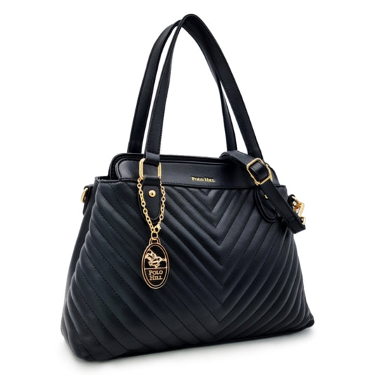 Chevron Quilted Double Handle Shoulder Bag