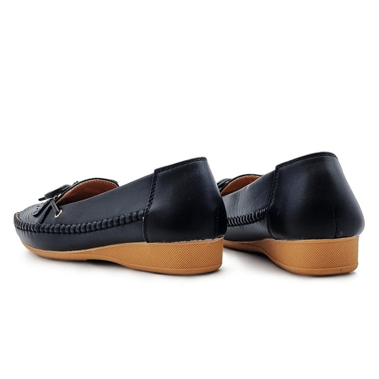 Bow Tie Slip On Loafers Shoes with Leaf Detail