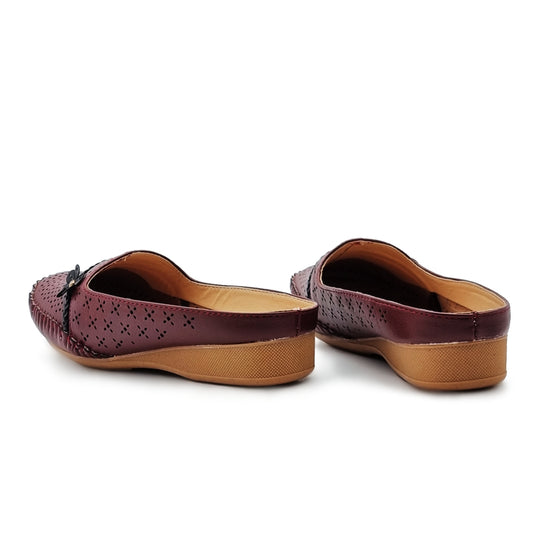 Half Slip On Mules Shoes with Side Flower Detail