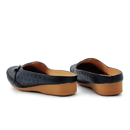 Half Slip On Mules Shoes with Side Flower Detail