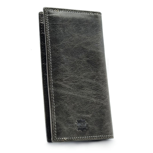 Genuine Leather Double Contrast Stitch Long Wallet