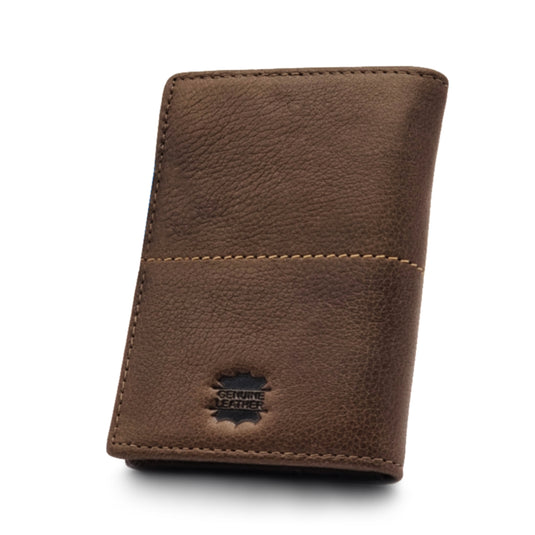Genuine Leather Centre Line RFID Protected Small BiFold Card Wallet