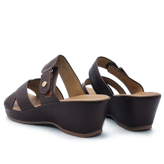 Cross Vamp Slide Wedge Sandals