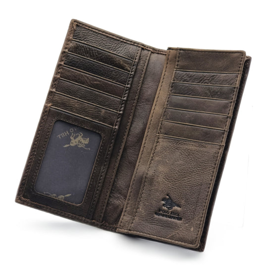 Mens Long Genuine Leather BiFold Wallet