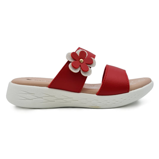 Kid Girl Two Band Flower Decor Sandals