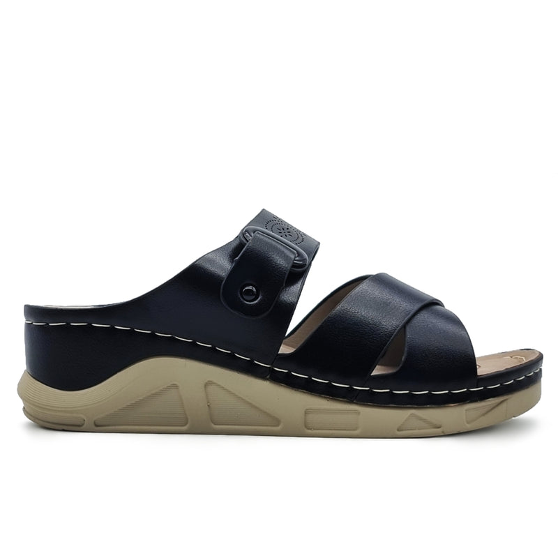 Load image into Gallery viewer, Cross Vamp Wedge Sandals
