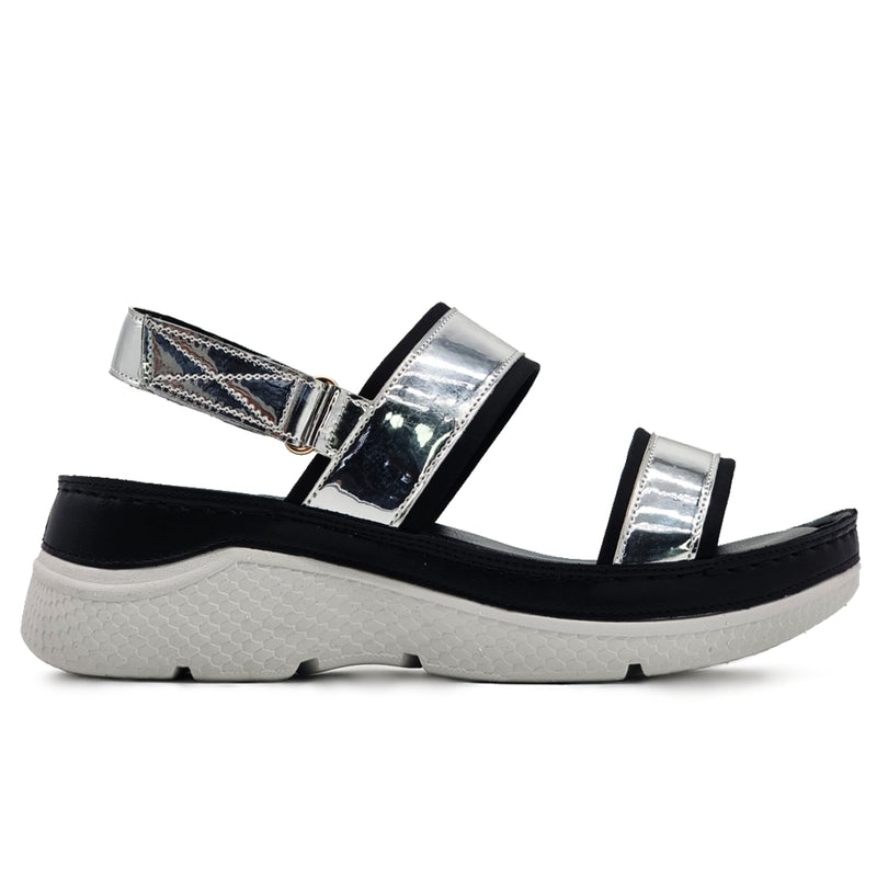 Load image into Gallery viewer, Hook &amp; Loop Glossy Strap Sandals
