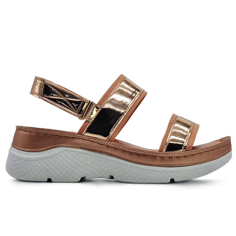 Load image into Gallery viewer, Hook &amp; Loop Glossy Strap Sandals
