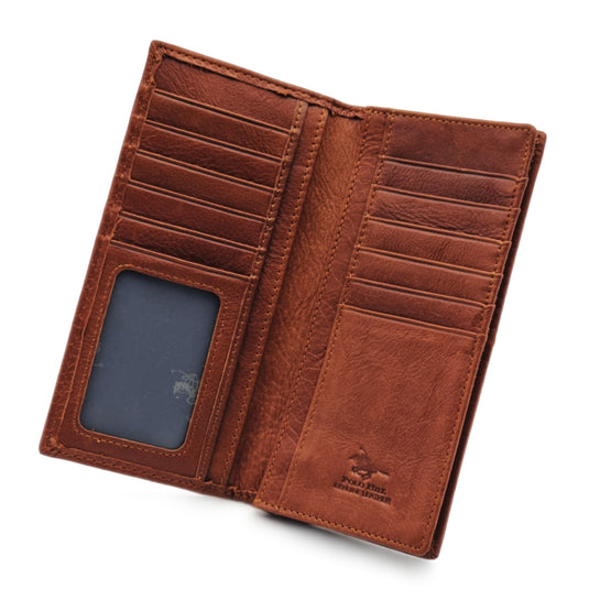 Mens Long Genuine Leather BiFold Wallet