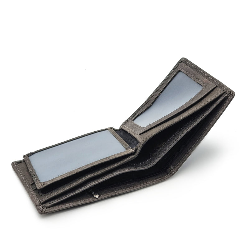 Load image into Gallery viewer, Copy of Genuine Leather Side Label Bi-Fold Wallet - Zip Pocket
