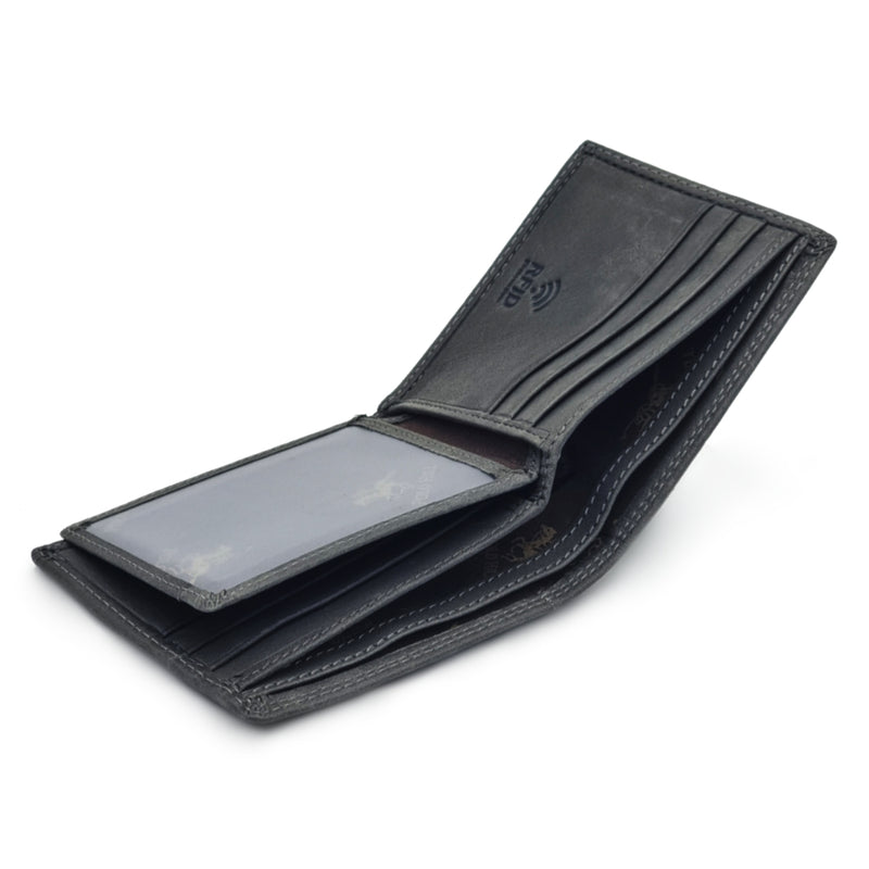 Load image into Gallery viewer, Genuine Leather Black RFID Protected BiFold Wallet
