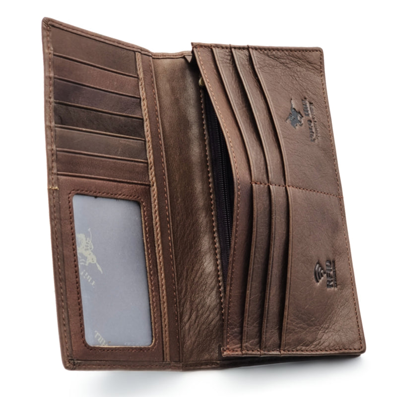 Load image into Gallery viewer, Genuine Leather Centre Line RFID Protected BiFold Long Wallet
