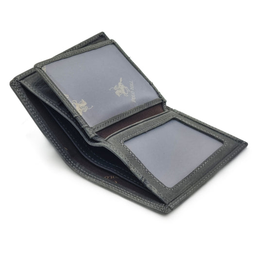 Genuine Leather Black RFID Protected Small BiFold Wallet