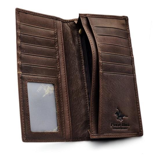 Genuine Leather Centre Line RFID Protected BiFold Long Wallet