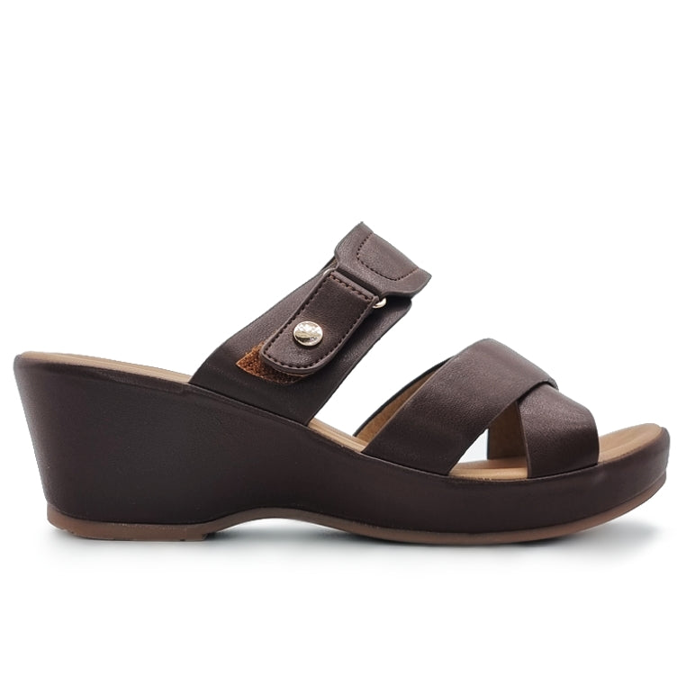 Load image into Gallery viewer, Cross Vamp Slide Wedge Sandals
