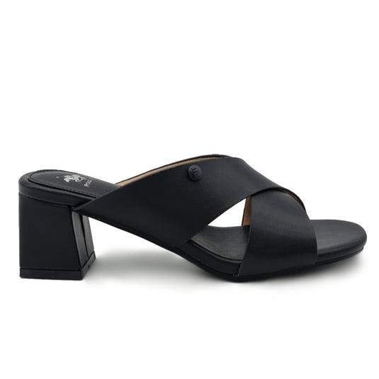 Open Rounded Toe Cross Band Heels