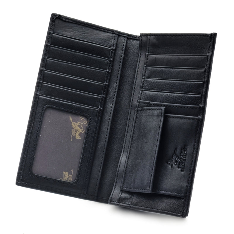 Load image into Gallery viewer, Mens Long Genuine Leather BiFold Wallet with Coin Compartment
