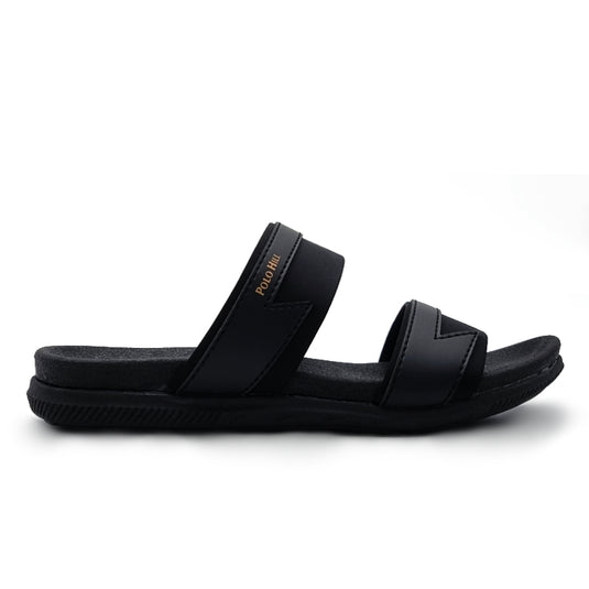Contrasted Two Band Slide Sandals