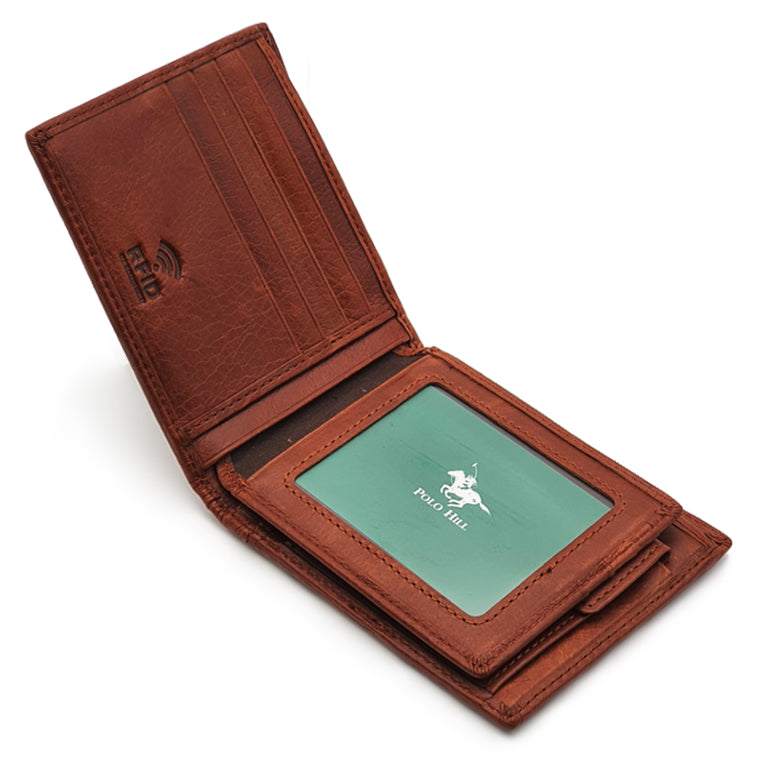 Genuine Leather RFID Blocking Bifold Wallet with Gift Box - Coin Pouch
