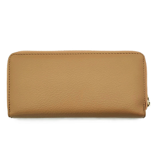 Long Snap Button Bi-Fold Wallet with Zipper