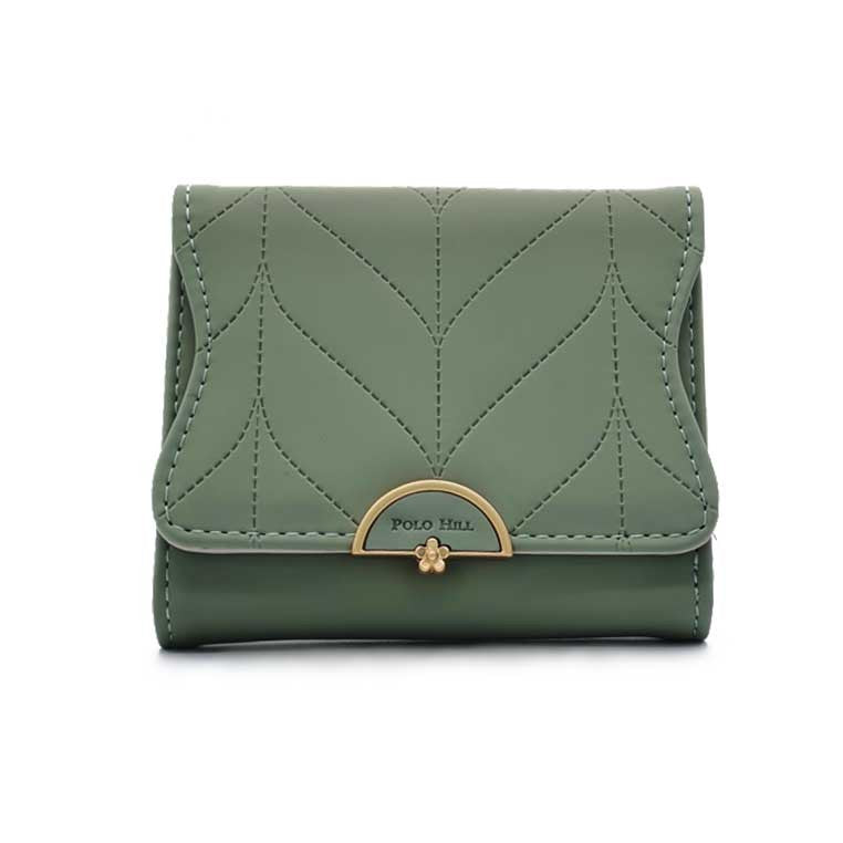 Leaf Inspired Stitching Tri-Fold Wallet