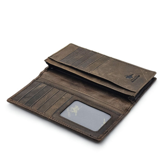 Mens Long Genuine Leather BiFold Wallet