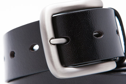 Genuine Leather Contemporary Full Hole Buckle Pin Belt