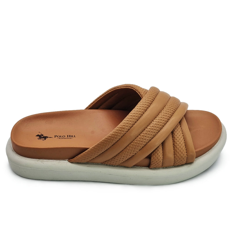 Load image into Gallery viewer, Puffy Pleather Crossband Slide Sandals

