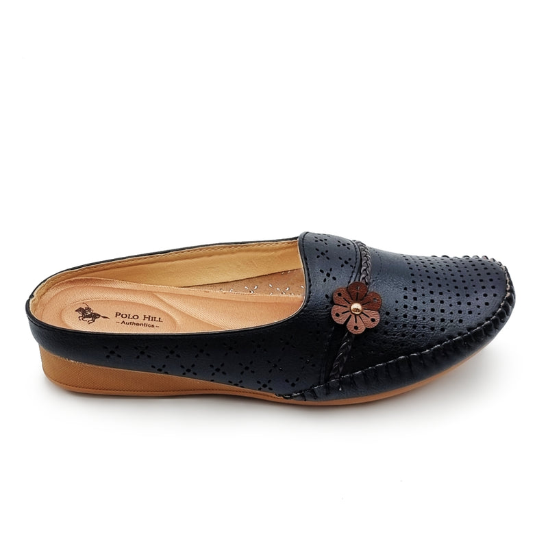 Load image into Gallery viewer, Half Slip On Mules Shoes with Side Flower Detail
