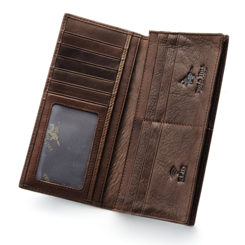 Load image into Gallery viewer, Genuine Leather Centre Line RFID Protected BiFold Long Wallet
