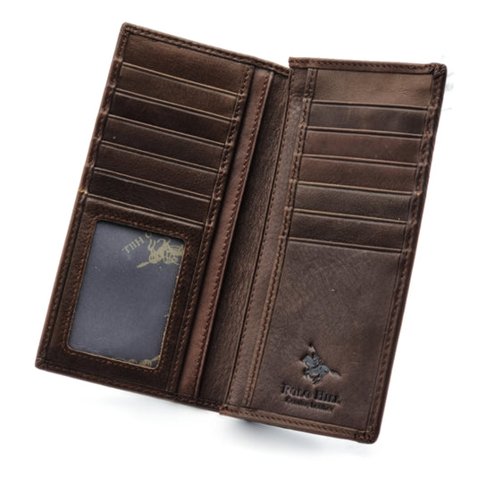 Genuine Leather Centre Line RFID Protected BiFold Long Wallet