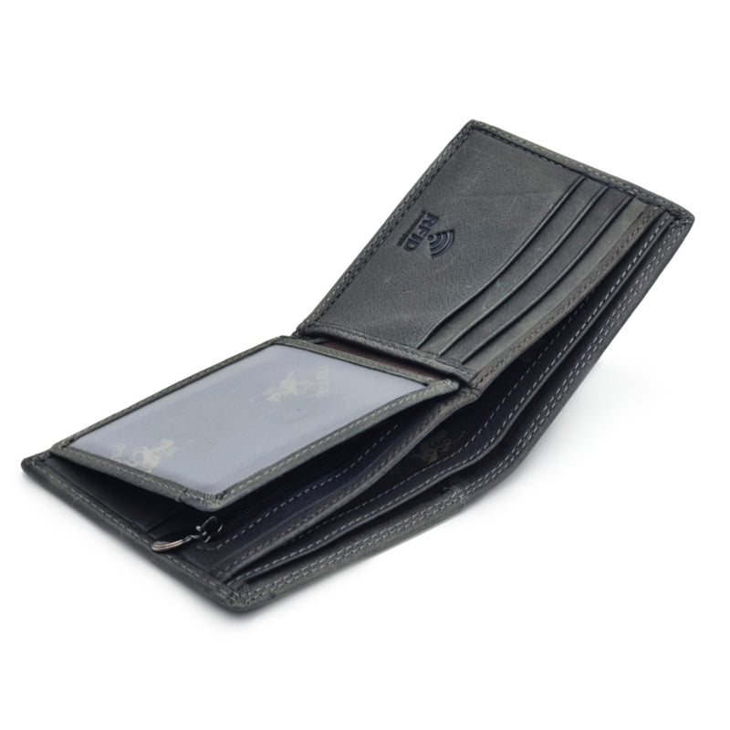 Load image into Gallery viewer, Genuine Leather Black RFID Protected BiFold Wallet
