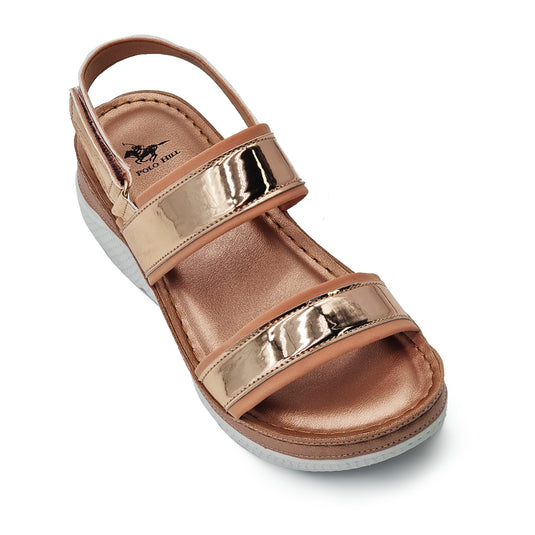 Hook & Loop Glossy Strap Sandals