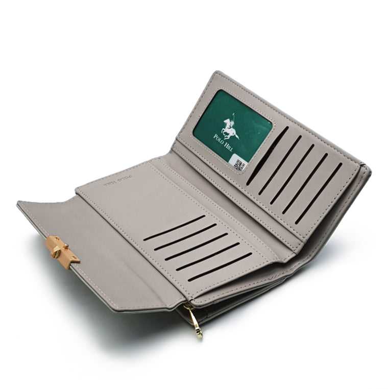 Long Snap Button Bi-Fold Wallet