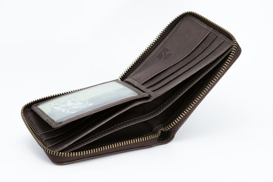 Genuine Leather RFID Protected Ziparound Wallet - Card Slots