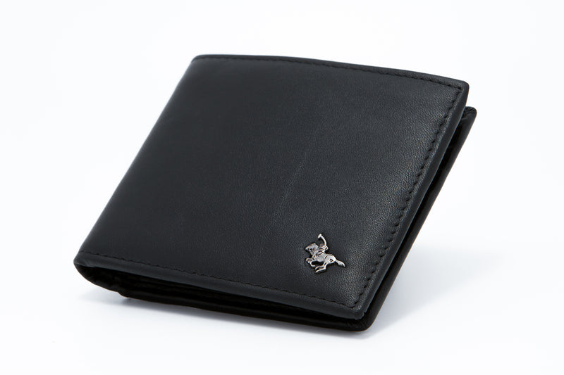 Load image into Gallery viewer, Genuine Leather RFID Protected Black BiFold Wallet
