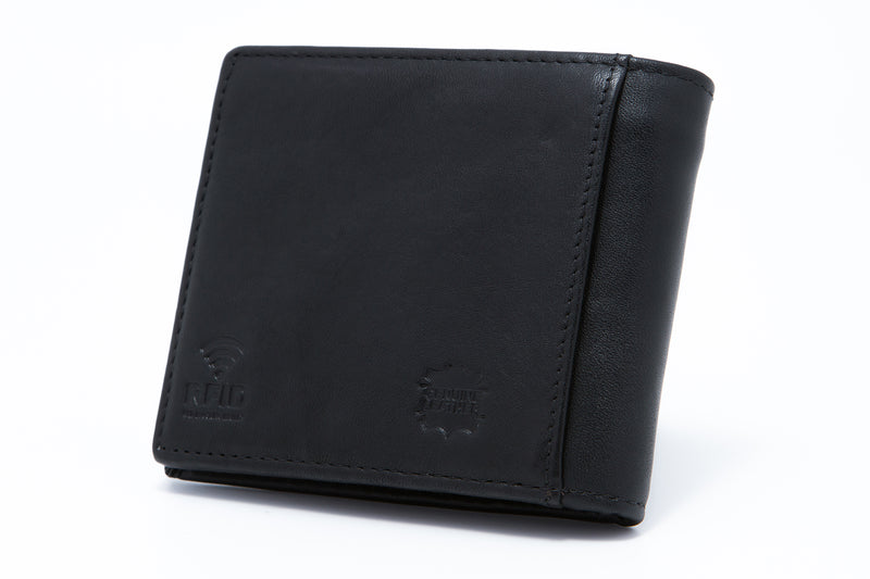 Load image into Gallery viewer, Genuine Leather RFID Protected Black BiFold Wallet
