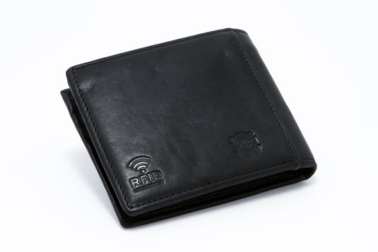 Genuine Leather RFID Protected Black BiFold Wallet