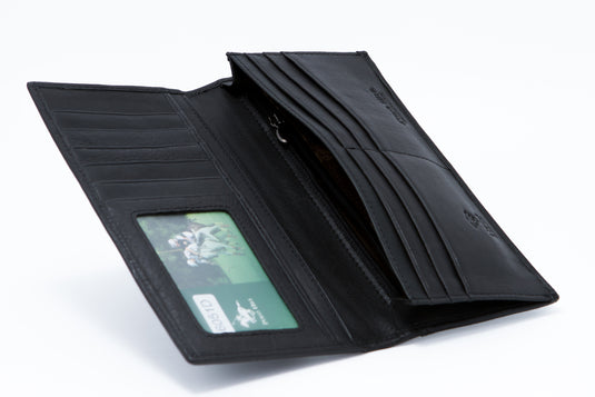 Genuine Leather RFID Protected Black Long Wallet