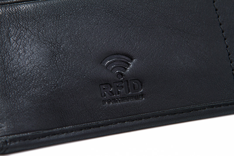 Load image into Gallery viewer, Genuine Leather RFID Protected Black Long Wallet
